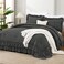 Andency Dark Grey Super King Plus Ruffle Comforter Set, 3 Pieces