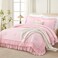 Andency Pink Ruffle California King Comforter Set, 3 Pieces