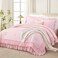Andency Pink Ruffle Super King Comforter Set, 3 Pieces