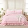 Andency Pink Ruffle Super King Comforter Set, 3 Pieces