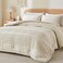 Bedelite Boho Comforter Set Queen - Tufted Boho Bedding Set, Beige