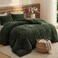 Bedsure Cal King Fluffy Comforter Set, Cozy Fleece Olive Green Bedding