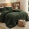 Bedsure Cal King Fluffy Comforter Set, Cozy Fleece Olive Green Bedding