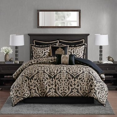 Madison Park Damask Medallion Jacquard Comforter Set, 8PC King Bedding Set