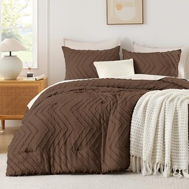 Andency Brown Twin Comforter Set, 2 Pieces Boho Bedding Set