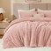 Bedelite Fleece King Comforter Set, Fluffy Bed Set, Dusty Pink