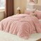 Bedelite Fleece King Comforter Set, Fluffy Bed Set, Dusty Pink