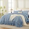Andency Grayish Blue Ruffle Comforter Set King, 3 Pieces Solid Bedding