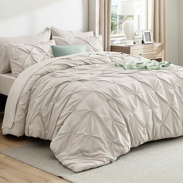 Bedsure 7-Piece Queen Comforter Set &amp; Sheet Set, Linen Bed in a Bag