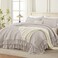 Andency Linen Grey Ruffle Comforter Set King, 3 Pieces Solid Bedding
