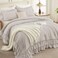 Andency Linen Grey Ruffle Comforter Set King, 3 Pieces Solid Bedding