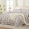 Andency Linen Grey Ruffle Comforter Set King, 3 Pieces Solid Bedding