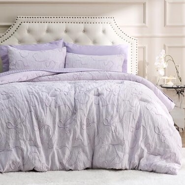 Bedsure Lavender Comforter Set Cute Bow Bedding Set Qfull 3 Pieces