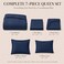 CozyLux Queen Comforter Set Navy Blue - 7 Pieces Bed in a Bag