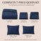 CozyLux Queen Comforter Set Navy Blue - 7 Pieces Bed in a Bag