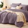 CozyLux Full Comforter Sets, 7 Pieces Dusty Purple Seersucker Bed in a Bag