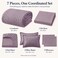 CozyLux Full Comforter Sets, 7 Pieces Dusty Purple Seersucker Bed in a Bag