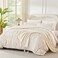 Andency Ruched Beige Full Comforter Set, Boho Ruffle Bedding Set 3 Pieces