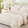 Andency Ruched Beige Full Comforter Set, Boho Ruffle Bedding Set 3 Pieces