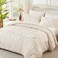 Andency Ruched Beige Full Comforter Set, Boho Ruffle Bedding Set 3 Pieces