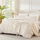 Andency Ruched Beige Full Comforter Set, Boho Ruffle Bedding Set 3 Pieces