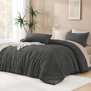 Andency Queen Comforter Set Dark Grey, 3 Pieces Bedding Set