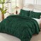 Andency Ruched Dark Emerald Green Queen Comforter Set, Boho Ruffle 3 Pieces