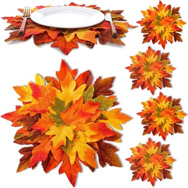 SmoothNovelty 6 Pcs 15" Fall Thanksgiving Maple Leaf Placemats