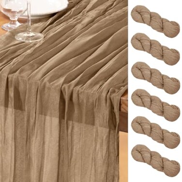 DeZerlor Nude Cheesecloth Table Runners 6 Pack Fall Runners