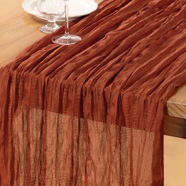 DeZerlor Terracotta Cheesecloth Table Runner 1 Pack Fall Runner