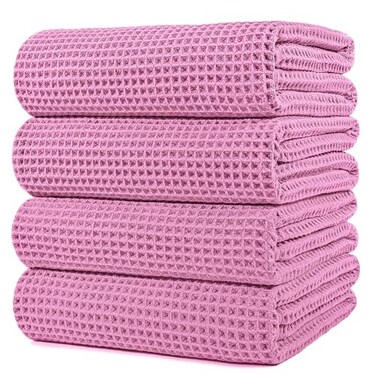 Polyte 430 Gsm Poly Blend Microfiber Quick Dry Waffle Bath Towel, 30X60 In