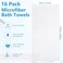 SmoothNovelty 16 Pack Microfiber Bath Towels Bulk, Simple, White