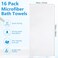 SmoothNovelty 16 Pack Microfiber Bath Towels Bulk, Simple, White