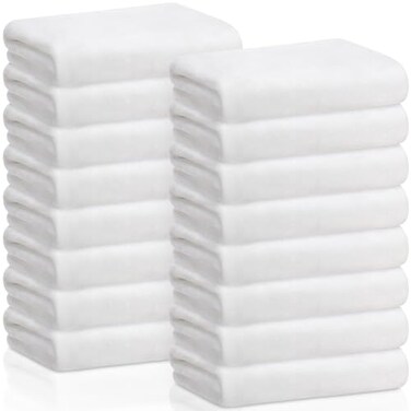 SmoothNovelty 16 Pack Microfiber Bath Towels Bulk, Simple, White