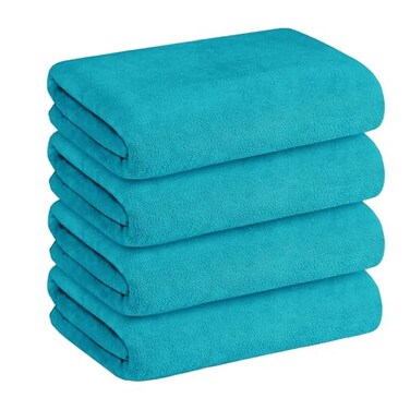 Jml Microfiber Bath Towels, 4 Pack, 30" X 60", Teal