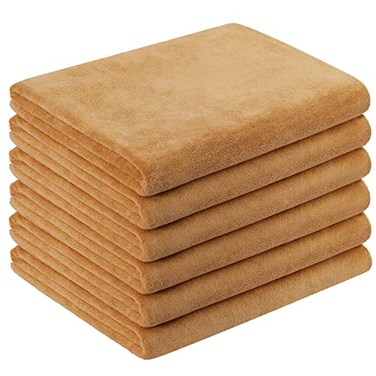 Jml Large Microfiber Bath Towels, 6 Pack, 30" X 60", Beige