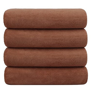 Jml Microfiber Bath Towels, 30" X 60", 4 Pack, Brown