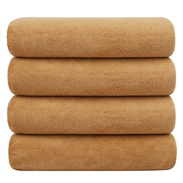Jml Microfiber Bath Towels, 30" X 60", 4 Pack, Beige