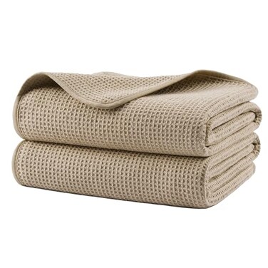 Polyte 380 Gsm Poly Blend Microfiber Quick Dry Waffle Bath Towel, 30X60 In