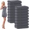 SmoothNovelty 16 Pack Microfiber Bath Towels Bulk, Deep Grey, Stripe
