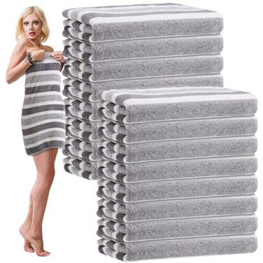 SmoothNovelty 16 Pack Microfiber Bath Towels Bulk, None