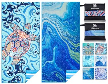 Widdonen Microfiber Beach Towel, Extra Large 2 Pack-71X32 with Bag Travel