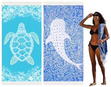 Widdonen Turkish Beach Towel, Extra Large 79X36,2 Pack, Quick Dry, Compact