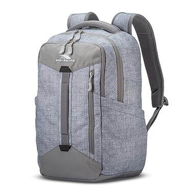 High Sierra Large Backpack Reflective Accent Comfortable Mesh Back School Bag with Tablet Device Sleeve and Adjustable Straps, Silver