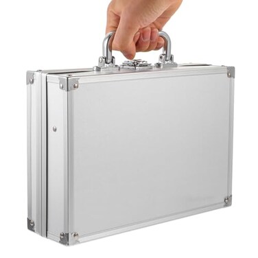 Doitool Aluminium Carrying Case, Silver, Square-Corner Design
