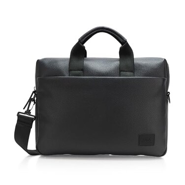 Hugo Ethon Nylon Briefcase with Shoulder Strap, Black Gloss, Pce.