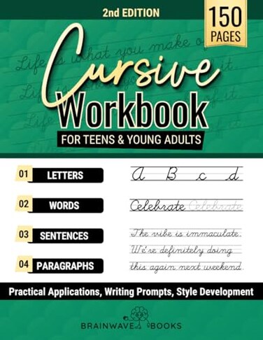 Majosta Cursive Workbook for Teens &amp; Young Adults: Learn Cursive Handwriting with Clear Steps and Real-World Practice