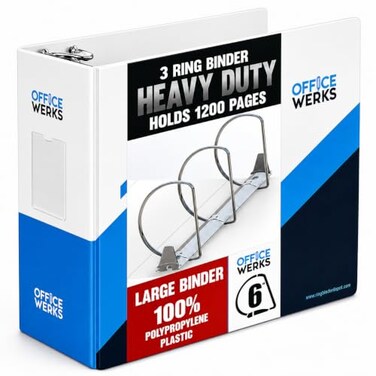 Performore 6 Inch Locking Angle D-Ring Binder Heavy Duty Poly Binder with Printed Design, Secure Locking 3 Rings, Spine Label Holder, Non-Customizable Cover, Holds 8.5" X 11" Paper, 1 Pack