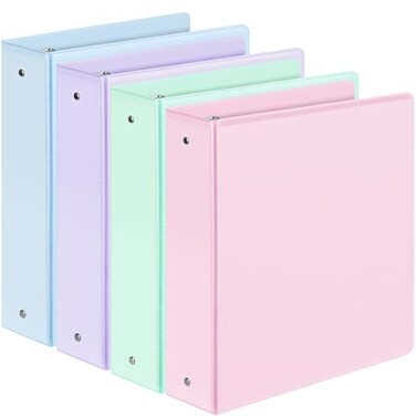 Sooez 4 Pack 3 Ring Binders 2 Inch, Sooez 2" Three Round Ring Binder with Pockets