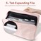 Sunee Zippered Binder Bag with Handle, 2-Inch 3-Ring O-Ring, 500-Sheet Capacity, Includes Zip Pocket, 5-TAB Expanding File Folder, Multi-Pocket Organizer Binder for Middle School, Pink Lotus